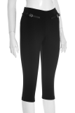 Black Casual Solid Color Regular Conventional Patchwork Bottoms