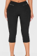 Black Casual Solid Color Regular Conventional Patchwork Bottoms