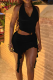 Black Sexy Solid Color Hollow Out Halter Wrapped Skirt Dresses
