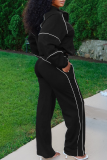 Grey Casual Solid Color Zipper Zipper Collar Long Sleeve Two Pieces