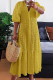Yellow Elegant Solid Color Buckle V Neck Long Dresses