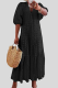 Black Elegant Solid Color Buckle V Neck Long Dresses
