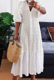 Yellow Elegant Solid Color Buckle V Neck Long Dresses