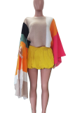 Colour Casual Colorblock Contrast O Neck Outerwear