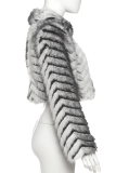 Grey Elegant Stripe Zipper Turndown Collar Outerwear