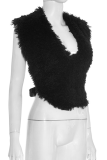 Pink Sexy Solid Color Fluffy V Neck Tops