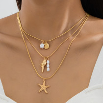 Gold Casual Solid Color Chains Necklaces