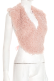 Pink Sexy Solid Color Fluffy V Neck Tops