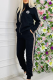 Black Casual Letters Zipper Zipper Collar Long Sleeve Two Pieces