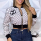 White Casual Letters Zipper Zipper Collar Outerwear