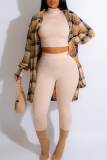Ginger Casual Plaid Buckle Shirt Collar Shirt Dresses