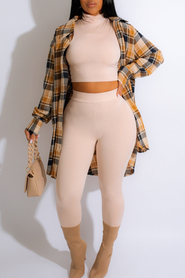 Ginger Casual Plaid Buckle Shirt Collar Shirt Dresses