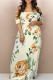 Yellow Casual Print Off Shoulder Long Dresses