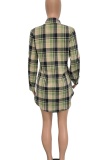 Ginger Casual Plaid Buckle Shirt Collar Shirt Dresses