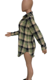 Ginger Casual Plaid Buckle Shirt Collar Shirt Dresses