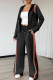 Black Casual Contrast Hooded Long Sleeve Two Pieces