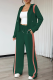 Ink Green Casual Contrast Hooded Long Sleeve Two Pieces