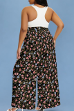 Green Pink Casual Print Pocket Loose Conventional Full Print Bottoms