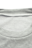 Gray Gold Casual Print O Neck Tops