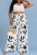 White Black Casual Print Patchwork Loose Conventional Full Print Bottoms