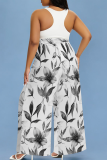 White Black Casual Print Patchwork Loose Conventional Full Print Bottoms