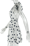 White Sexy Polka Dot Backless O Neck Sleeveless Dresses