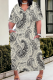 Black Apricot Casual Print Pocket V Neck Long Plus Size Dresses