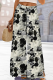 Black Gray Casual Print Draw String Loose Conventional Full Print Bottoms