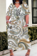 Yellow Casual Print Pocket V Neck Long Plus Size Dresses