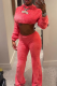 Coral Powder Casual Solid Color Patchwork Hooded Long Sleeve Two Pieces