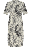Black Apricot Casual Print Pocket V Neck Long Plus Size Dresses