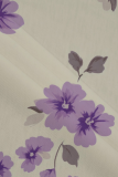 Purple Casual Print Draw String Loose Mid Waist Conventional Patchwork Bottoms