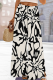 Black And White Casual Print Draw String Loose Mid Waist Conventional Patchwork Bottoms