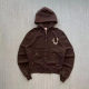 Brown Casual Print Zipper Hooded Outerwear