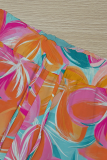 Colour Casual Print Draw String Loose Mid Waist Conventional Full Print Bottoms