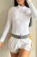 White Casual Sportswear Letters Zipper Zipper Collar Outerwear