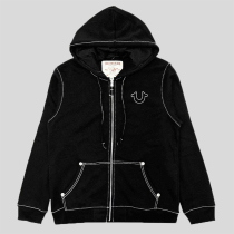 Black And White Casual Print Zipper Hooded Outerwear