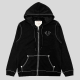 Black And White Casual Print Zipper Hooded Outerwear