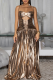 Gold Sexy Solid Color Hollow Out Spaghetti Strap Long Dresses