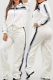 White Casual Letters Contrast Zipper Collar Long Sleeve Two Pieces