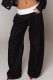 Black Casual Solid Color Patchwork Low Waist Loose Denim Jeans