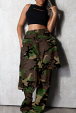 Camouflage Casual Camouflage Print Irregular Loose Full Print Bottoms