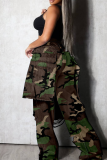 Camouflage Casual Camouflage Print Irregular Loose Full Print Bottoms