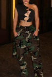 Camouflage Casual Camouflage Print Irregular Loose Full Print Bottoms