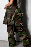 Camouflage Casual Camouflage Print Irregular Loose Full Print Bottoms
