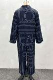 Tibetan Blue Casual Print Buckle Shirt Collar Long Sleeve Two Pieces