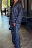 Tibetan Blue Casual Print Buckle Shirt Collar Long Sleeve Two Pieces