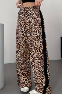 Leopard Print Casual Leopard Print Patchwork Loose Conventional Patchwork Bottoms
