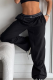 Black Casual Letters Patchwork Loose Conventional Patchwork Bottoms