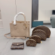 Khaki Daily Letters Zipper Bags